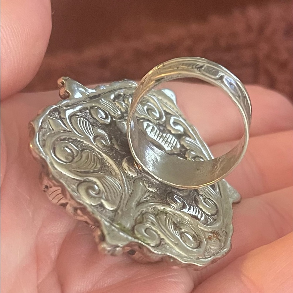 Turquoise And Silver Statement Ring - image 2